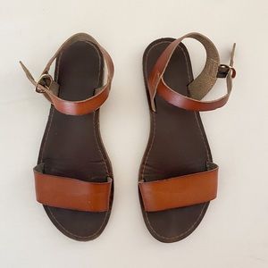 Brown Faux Leather Sandals
